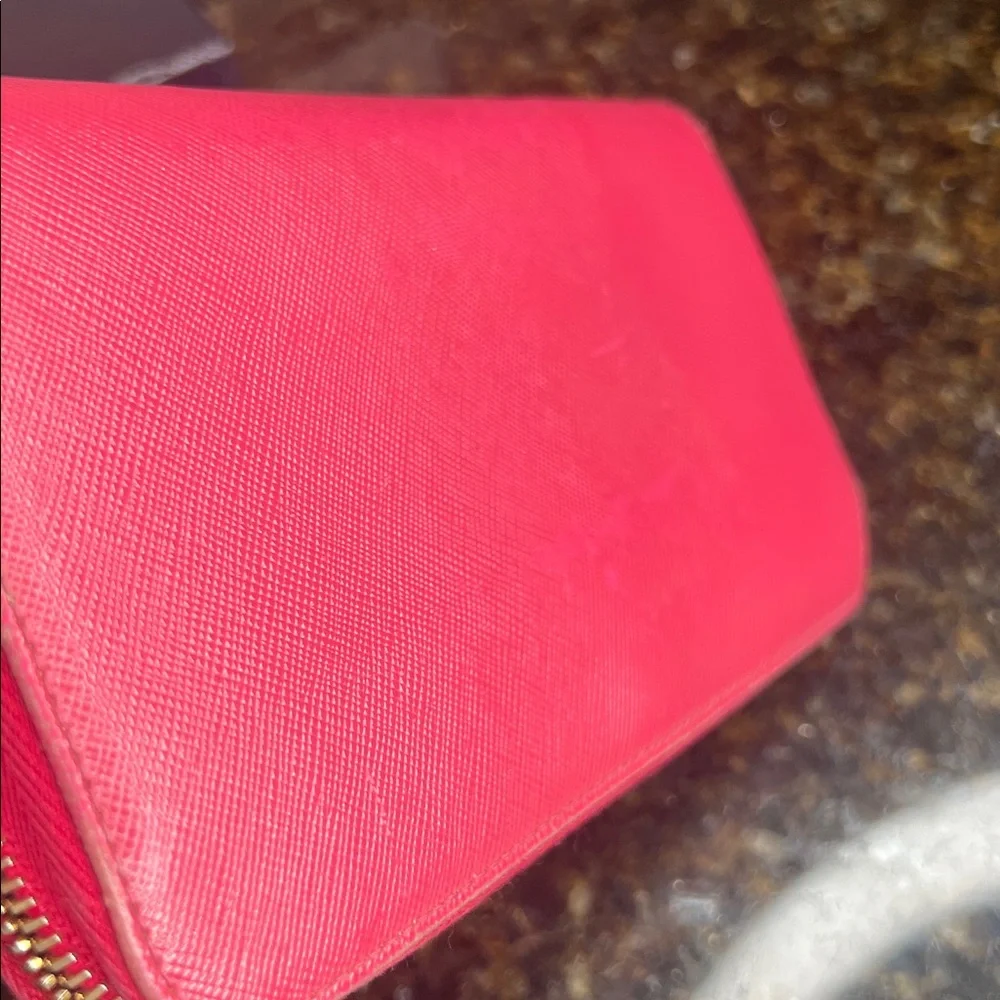 Prada Saffiano Bow Leather Zip Wallet